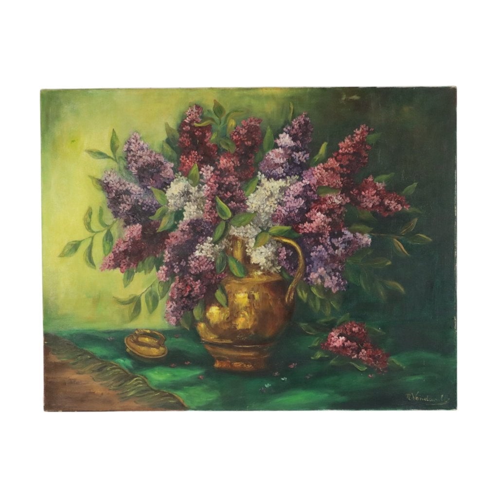 Groot Kleurrijk Bloemen Stilleven Schilderij 90x70cm, Enlèvement ou Envoi, Signé, Fleurs, Toile