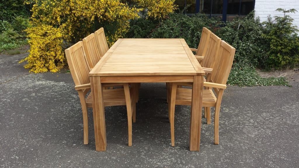 Nieuw Tuinset Teak 2.40m, Ophalen, 6 zitplaatsen, Teakhout, Nieuw