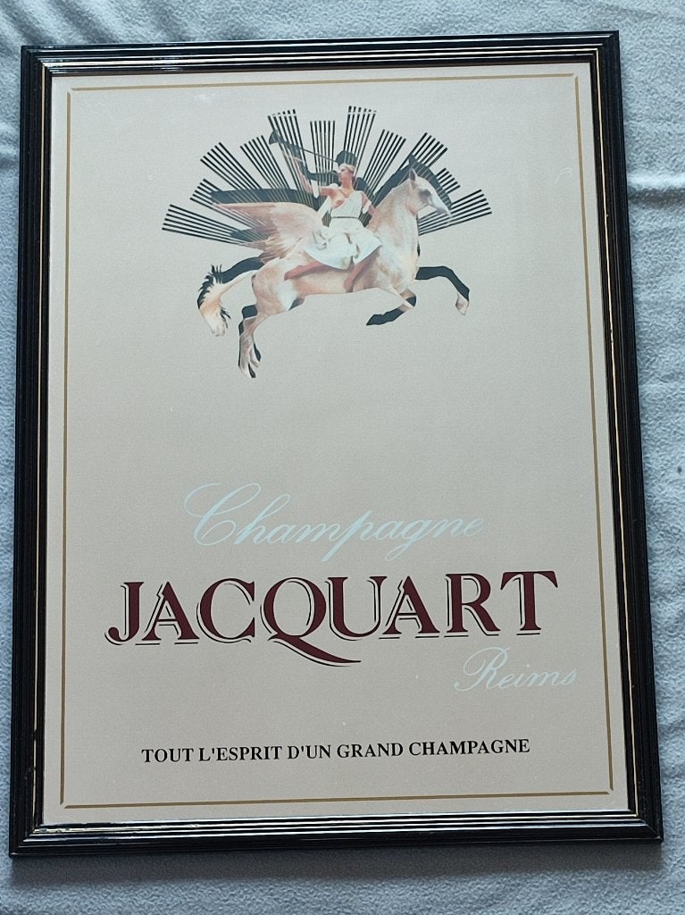 Champagne Jacquart reclamespiegel, Ophalen, Zo goed als nieuw, Reclamebord