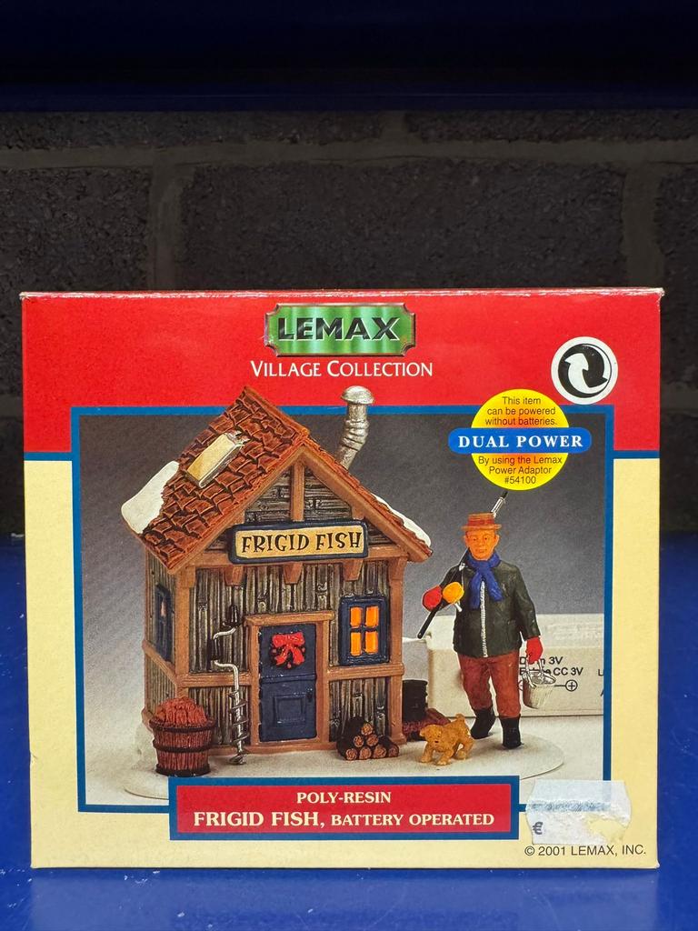 Lemax Frigid Fish vissershuisje licht kerstdorp 2001 compl, Ophalen, Zo goed als nieuw