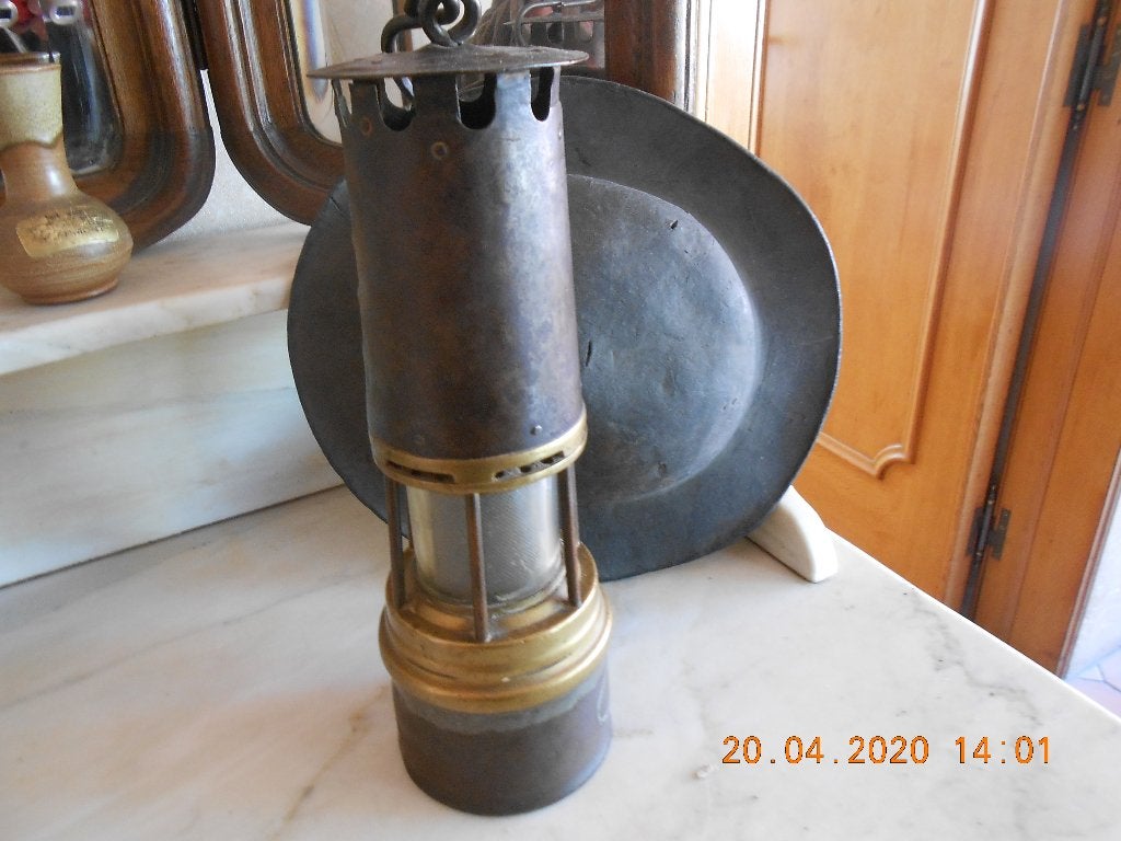 antiek mijnlamp mijnwerkershelm, Ophalen of Verzenden