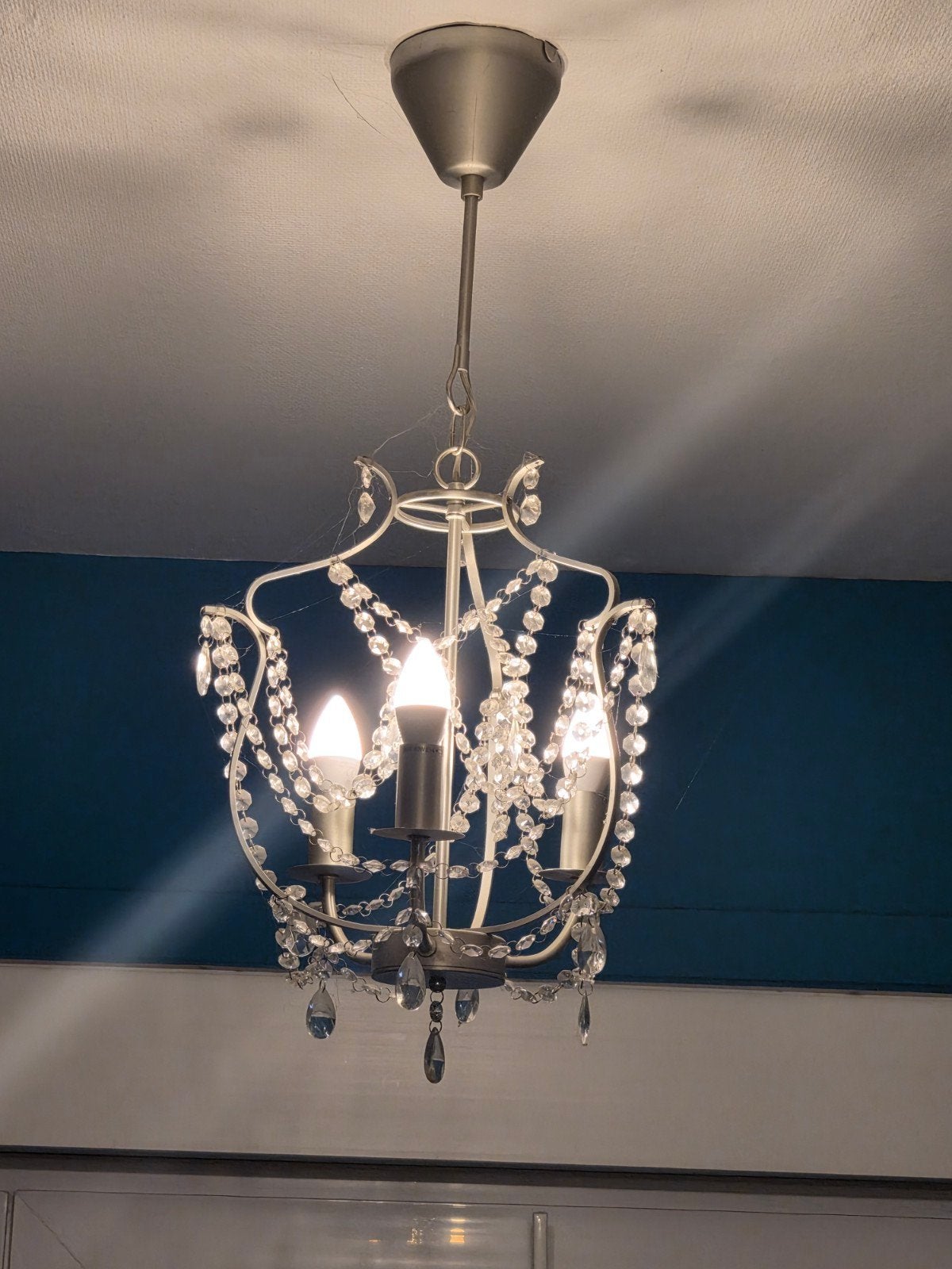 Deux lustres, Ophalen, Zo goed als nieuw, Glas, E14 (klein)