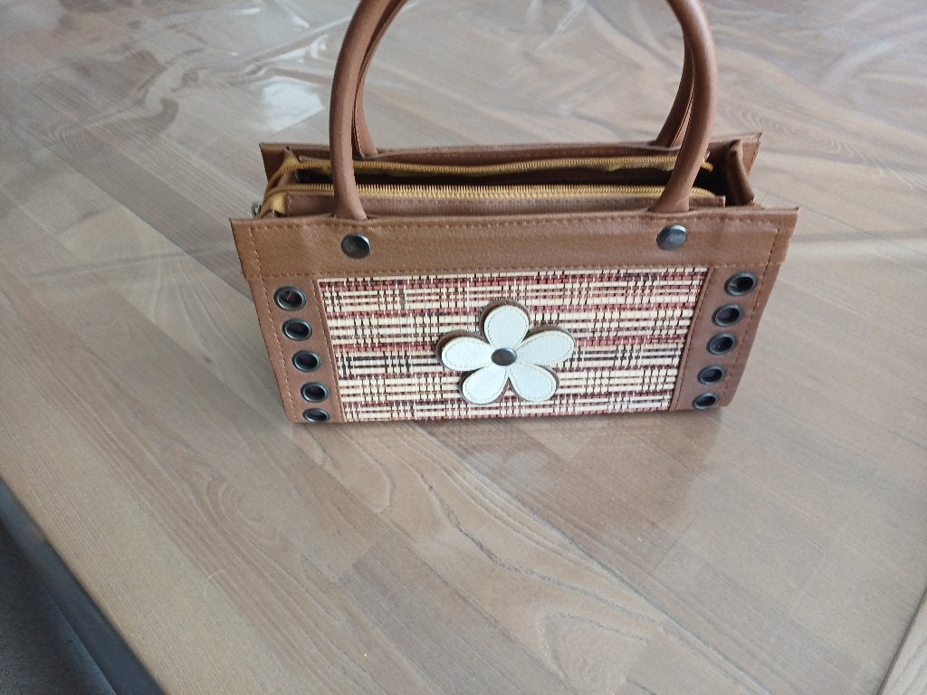 Handtas Bloem, Ophalen, Zo goed als nieuw, Bruin, Handtas