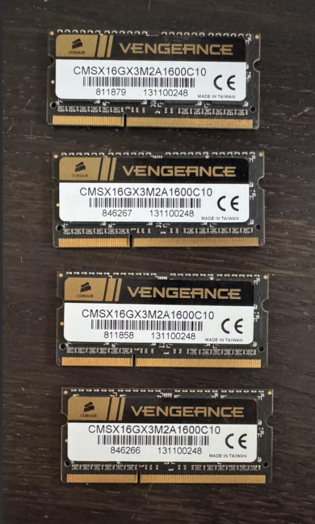 Corsair 32GB (4x8) DDR3-1600 SO-DIMM RAM, Computers en Software, RAM geheugen, Ophalen, Gebruikt, 32 GB, DDR3