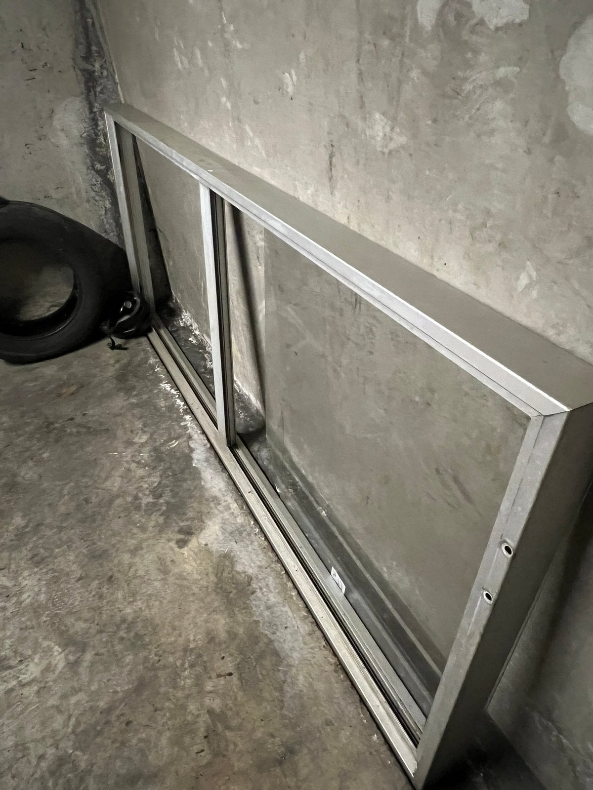 Windscherm aluminium met melkglas, Doe-het-zelf en Bouw, Ophalen, Zo goed als nieuw, Aluminium