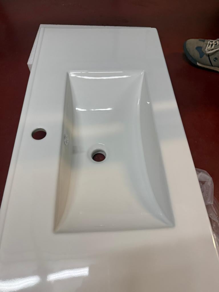 keramische wastafel 100cm met kraangat wit glans, Neuf, Lavabo ou Évier, Moins de 25 cm, Moins de 100 cm