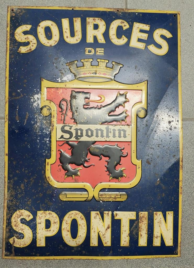 RARE - Tole publicitaire Sources de Spontin - 1937., Ophalen of Verzenden, Gebruikt