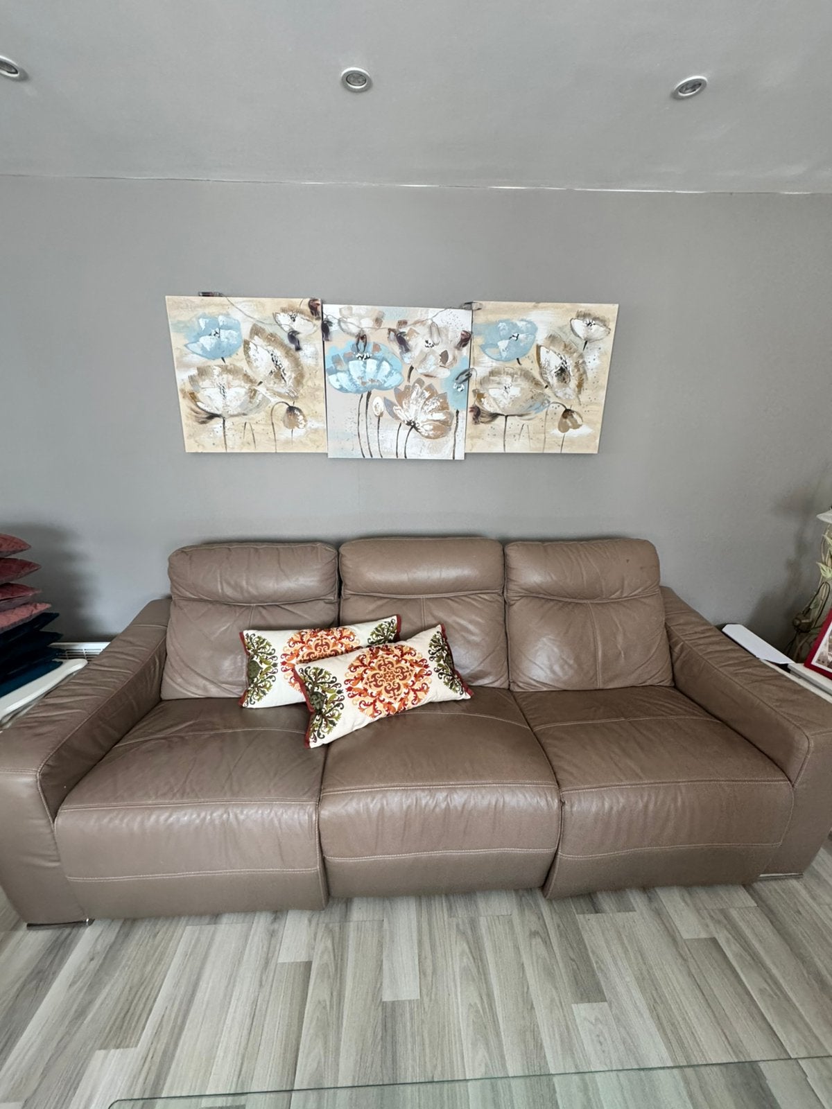 Canapé cuir taupe, Maison & Meubles, Enlèvement, Comme neuf, Cuir