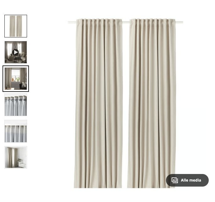 Set Gordijnen beige - Vilborg (Ikea), Huis en Inrichting, 300 cm, 145 cm, Ophalen of Verzenden, Zo goed als nieuw