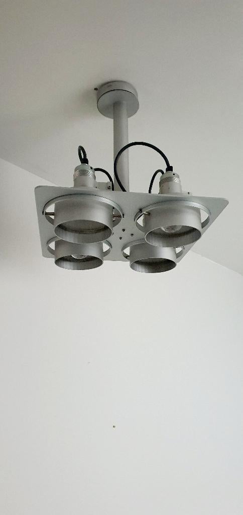 Plafondlamp met 4 richtbare spots, Ophalen, Halogeen, Metaal of Aluminium, Zo goed als nieuw