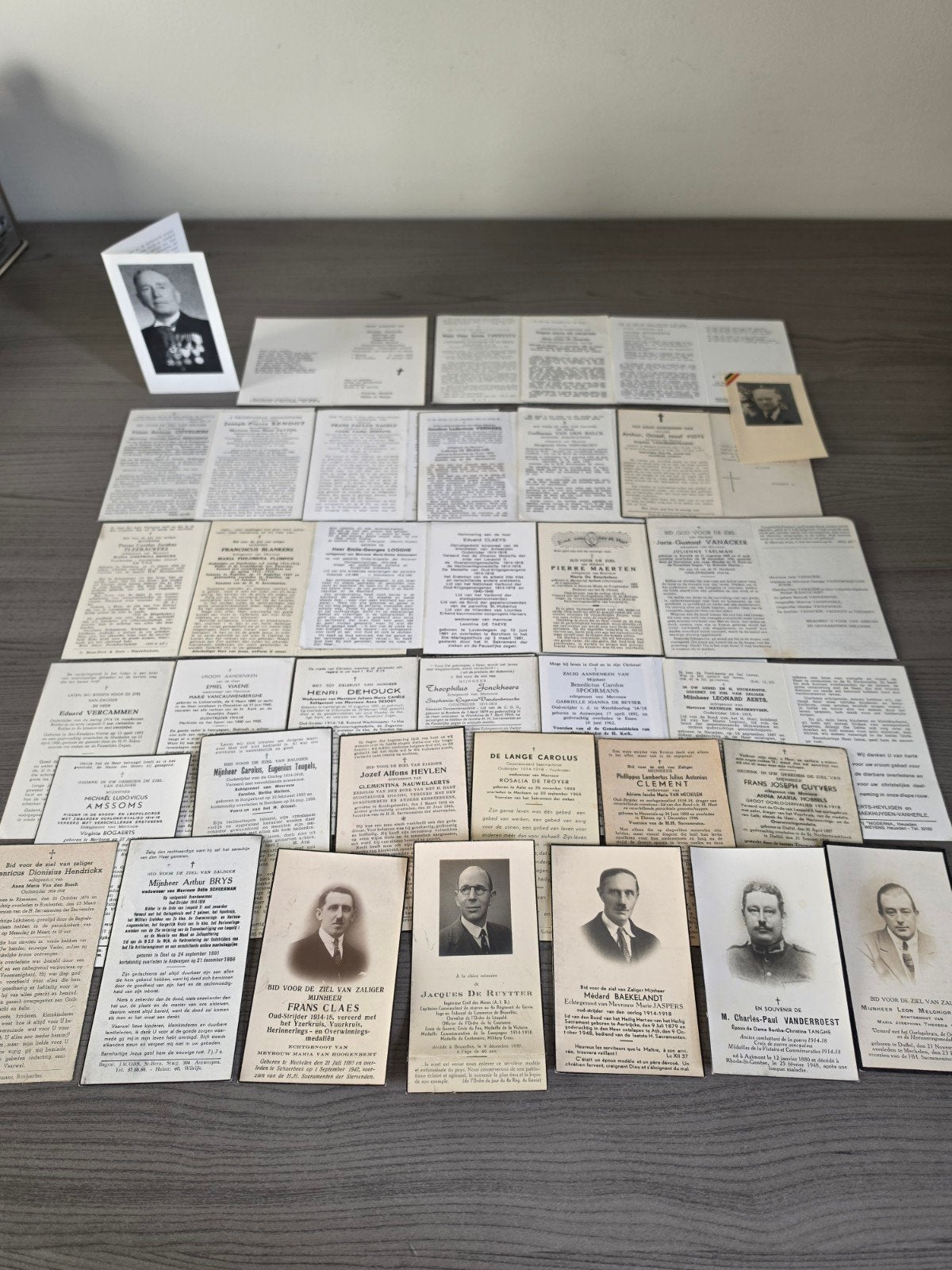 37 Doodsprentjes Oudstrijders Vuurkruisers 1914-1918, Ophalen of Verzenden