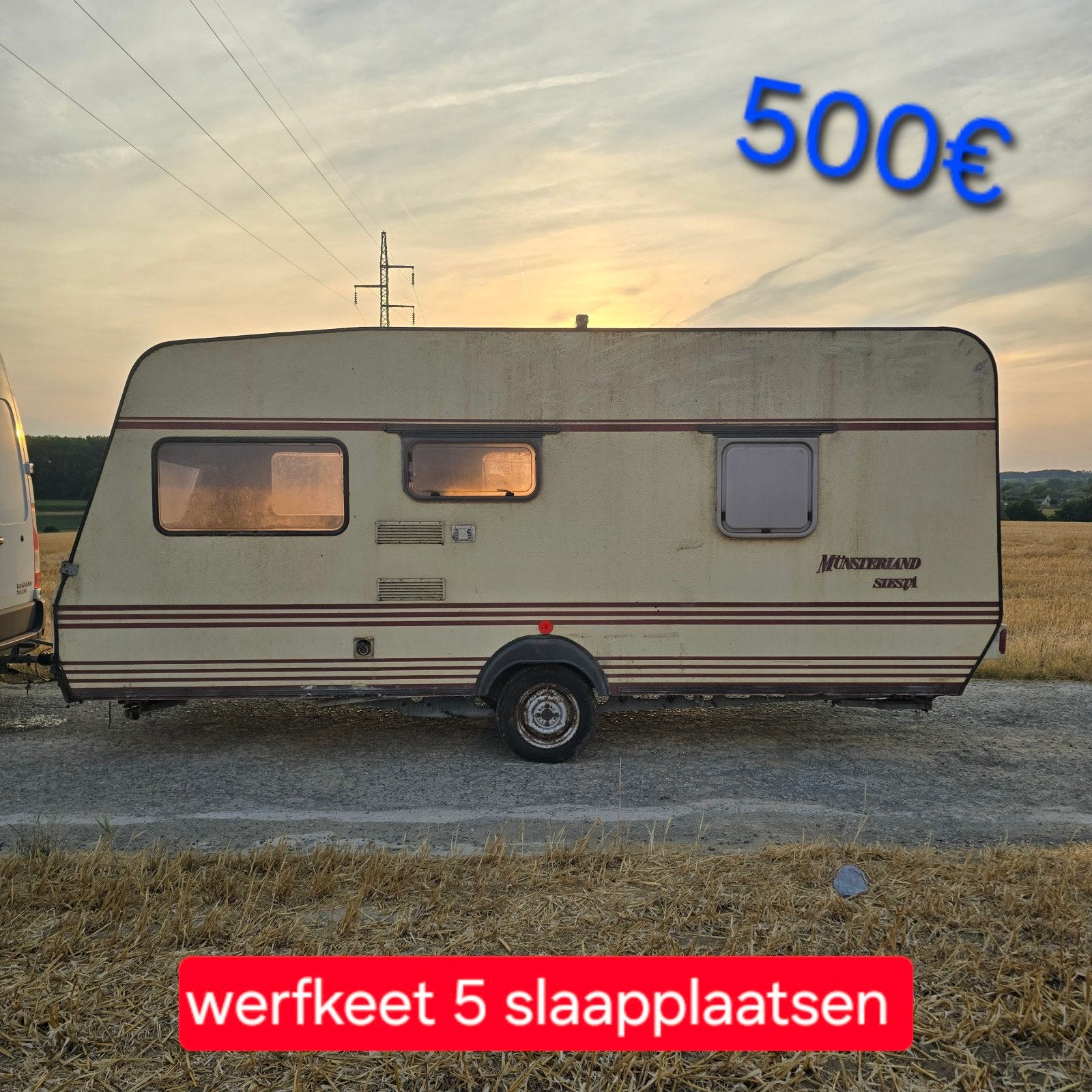 Caravan werfkeet camping cross paardeweide container chassis, Enlèvement