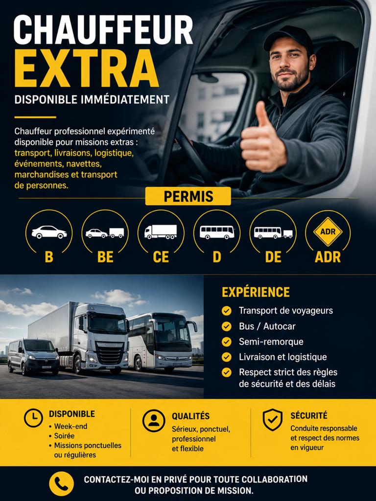 CHAUFFEUR POIDS LOURD SEMI ET AUTOCARS, Tickets & Billets, Concerts | Chanson française, Une personne