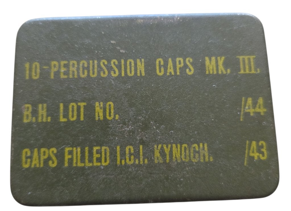 british ww2 10 percussion caps mk 3 metal box, Verzamelen, Ophalen of Verzenden