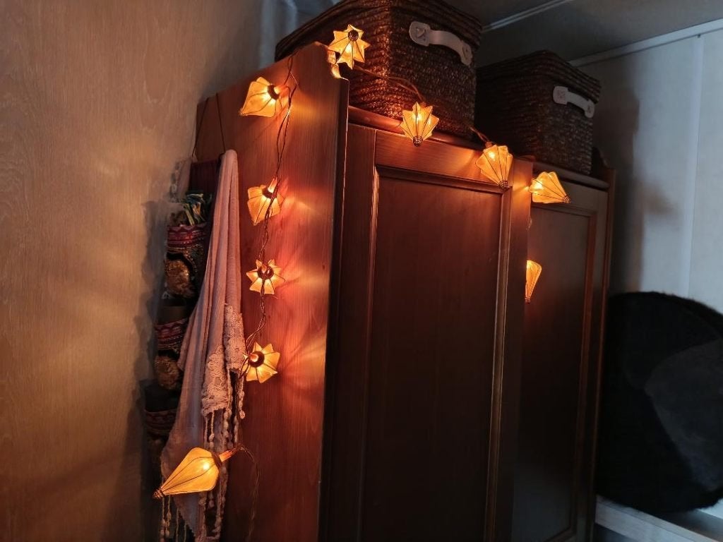 Vintage hanglampjes 10€, Huis en Inrichting, Lampen | Hanglampen, Ophalen, Gebruikt, Vintage-retro, Stof