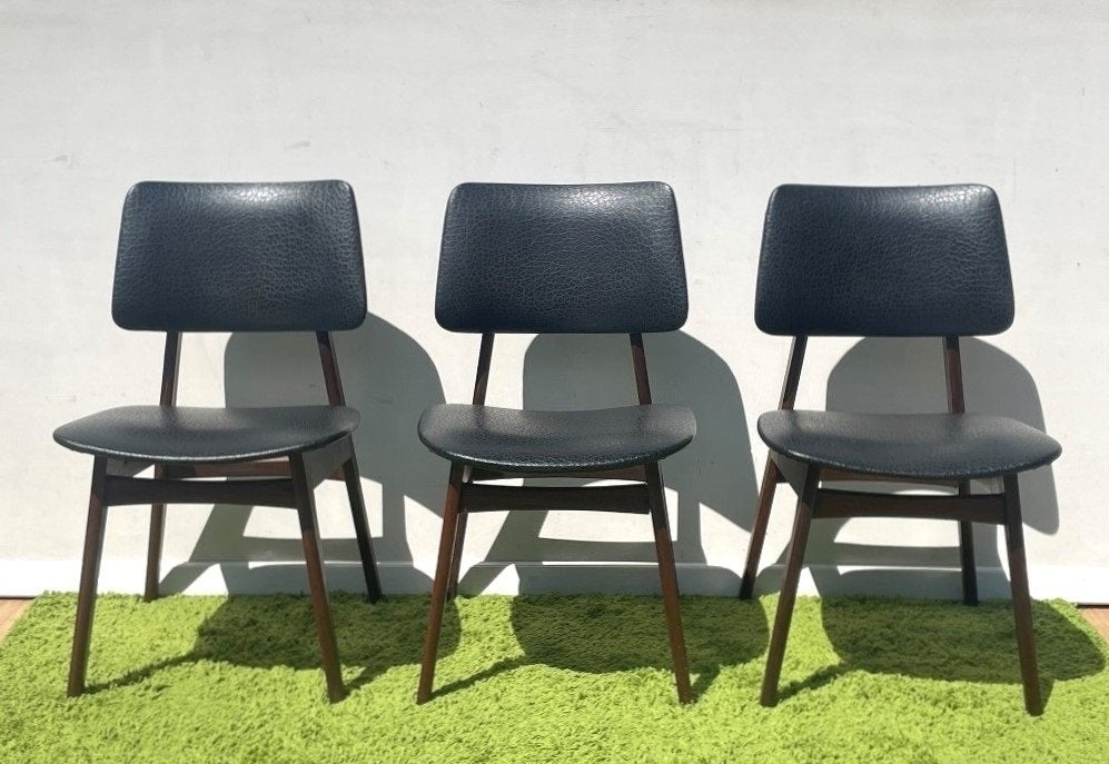 3 chaises Vintage 50s style scandinave ~ Vintage ~ Stoelen, Maison & Meubles, Trois, Enlèvement ou Envoi, Bois, Utilisé
