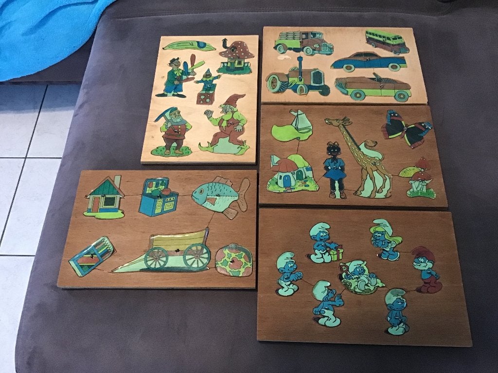 5 zelfgemaakte insteek puzzels., Ophalen, Van hout