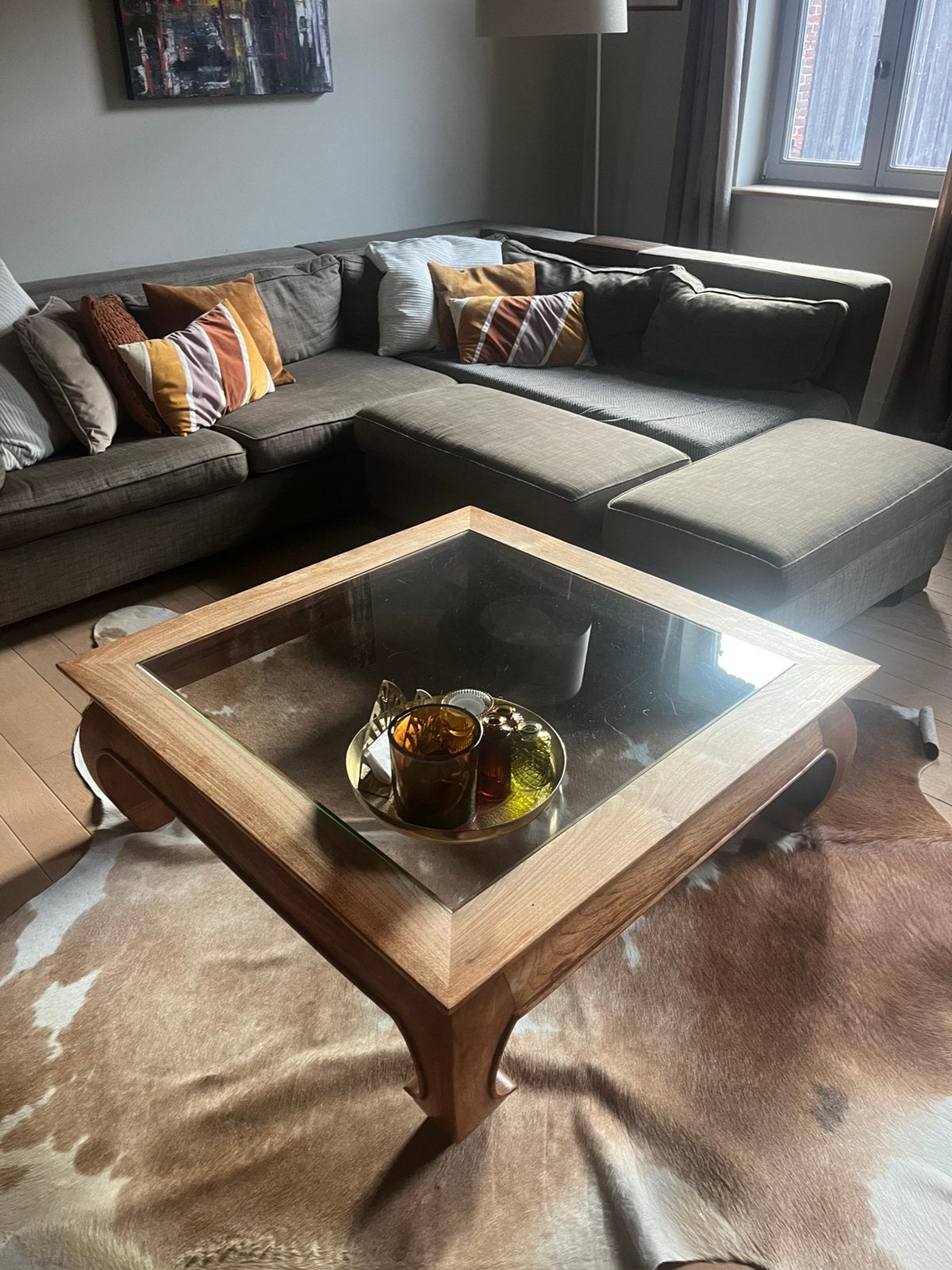 Teak salontafel en bijzettafeltje, Ophalen, Gebruikt, Teakhout, Indonesisch