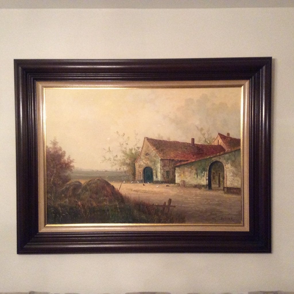 Schilderij Quidousse – Boerderijgezicht (MÉT Certificaat), Antiquités & Art, Art | Peinture | Classique, Autres sujets, Classique