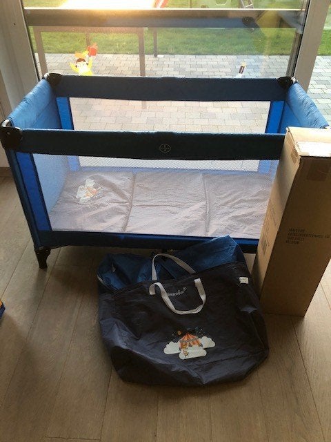 Reisbedje Dreambaby kleur blauw, met draagzak, Ophalen, Gebruikt, Minder dan 140 cm, Minder dan 70 cm