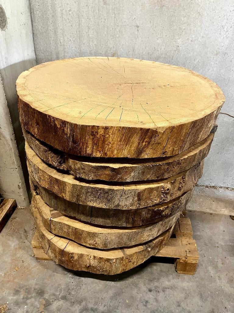 Eiken schijf massief 80 cm – ideaal voor tafel of decor, Ophalen, Eiken, Nieuw, Plank