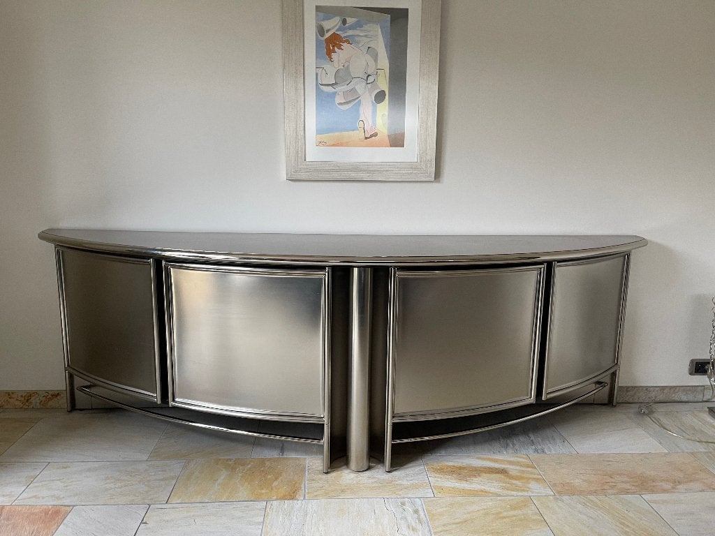 Belgo Chrom dressoir, Ophalen, Hollywood Regency / Vintage Design, 200 cm of meer, Metaal
