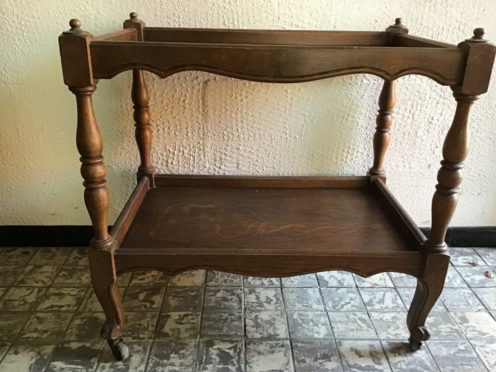 Eiken opdientafeltje op wieltjes., Antiek en Kunst, Ophalen