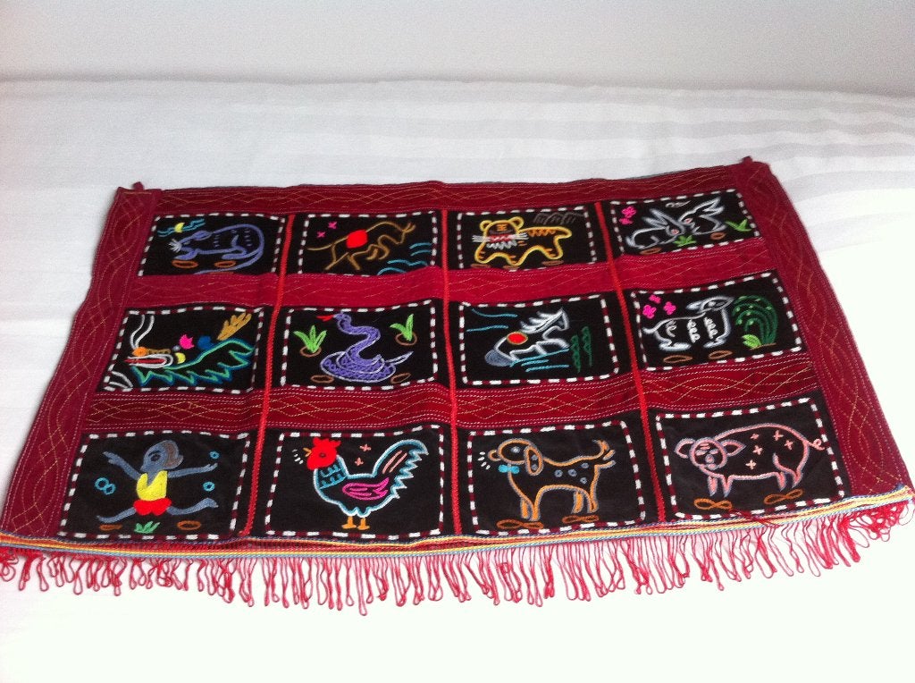 Prachtig Chinees vloerkleed voor wanddecoratie, Oosters, 72 cm, Textiel, Nieuw