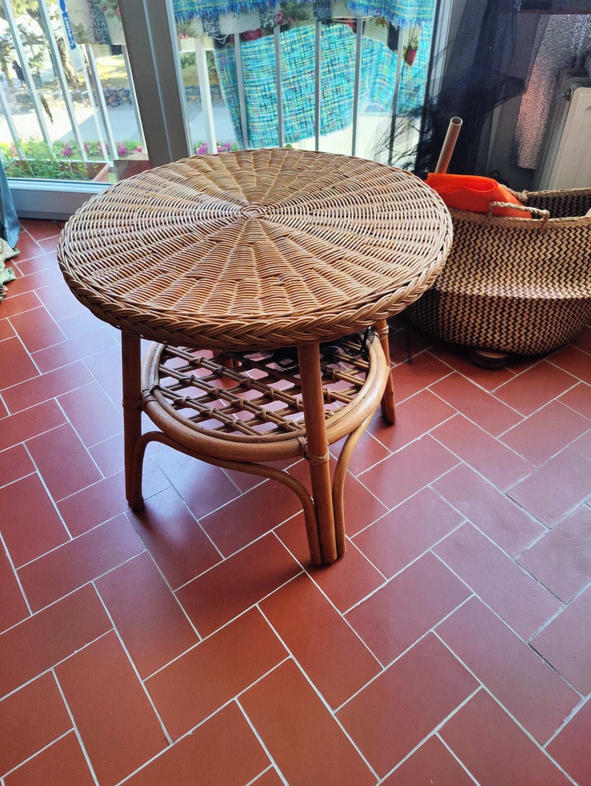 Petite table en osier vintage, Tuin en Terras, Tuintafels, Ophalen, Wicker