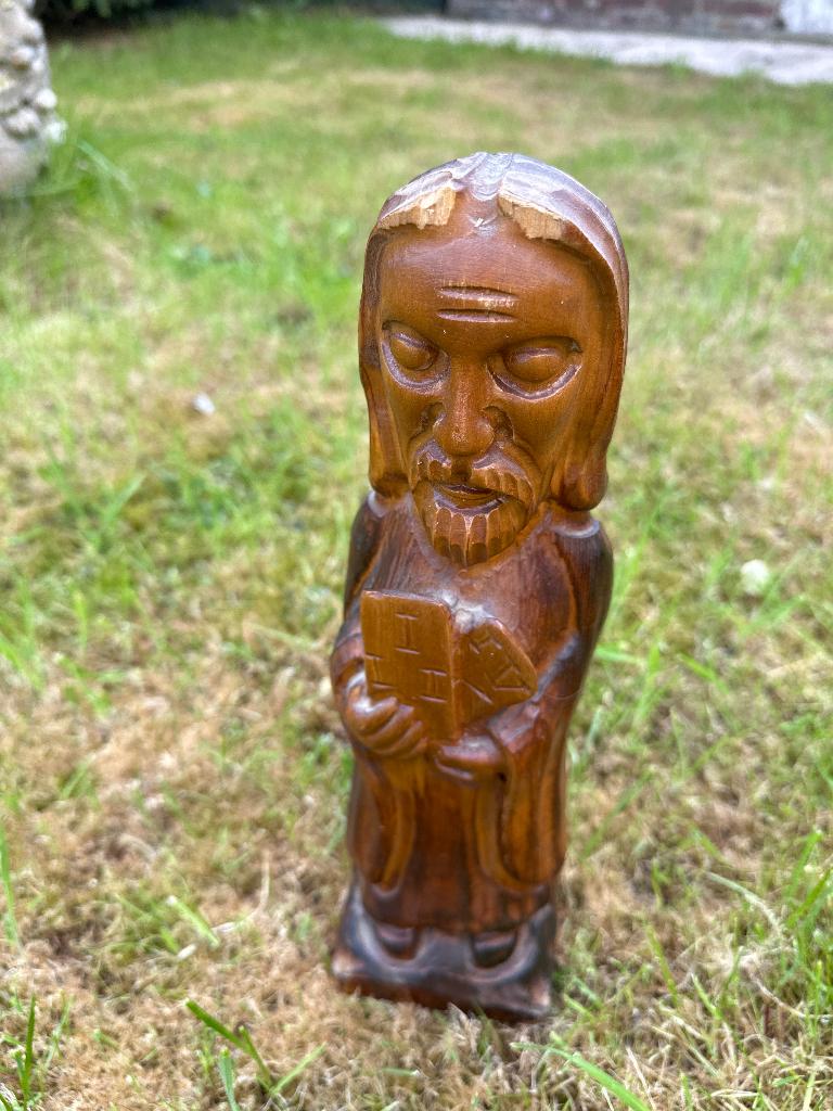 Vintage houten beeld – Mozes, Antiek en Kunst, Ophalen, Beeld, Hout, Bruin