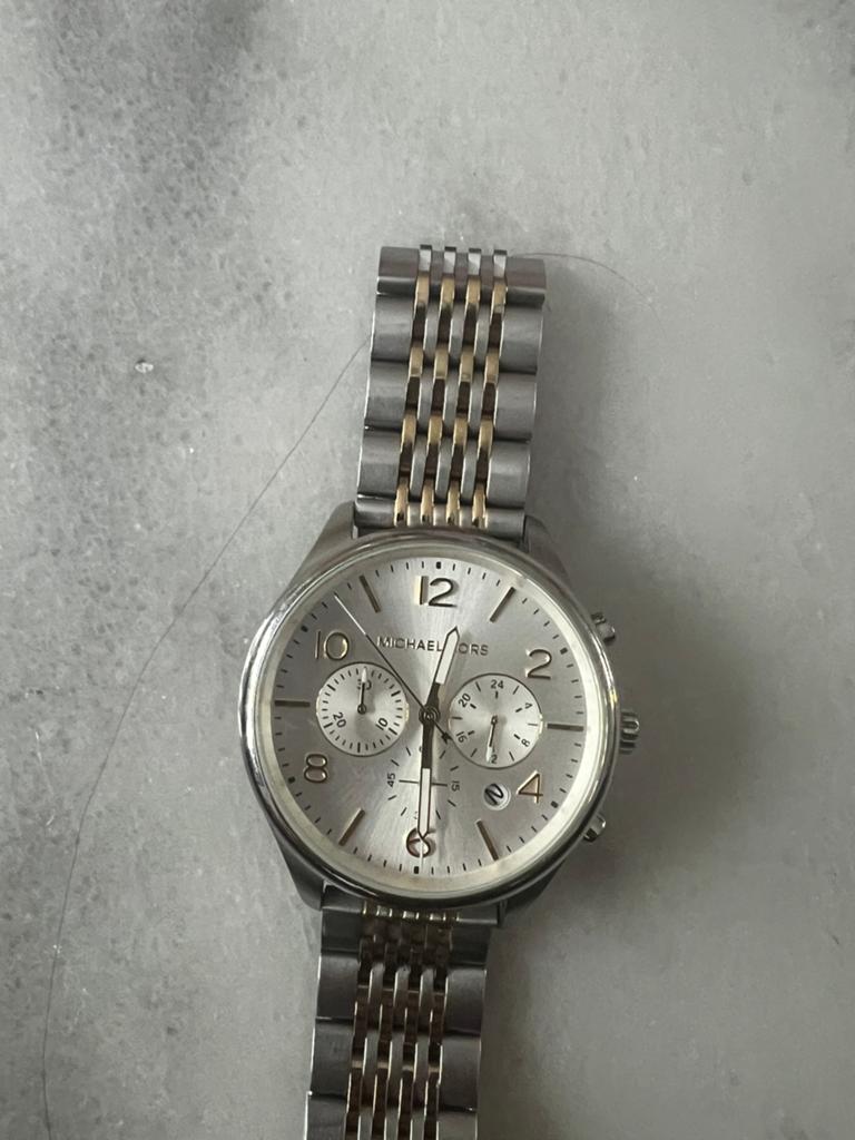 Michael kors zilver/goud metalen pols chronograaf, Ophalen, Staal, Gebruikt, Polshorloge