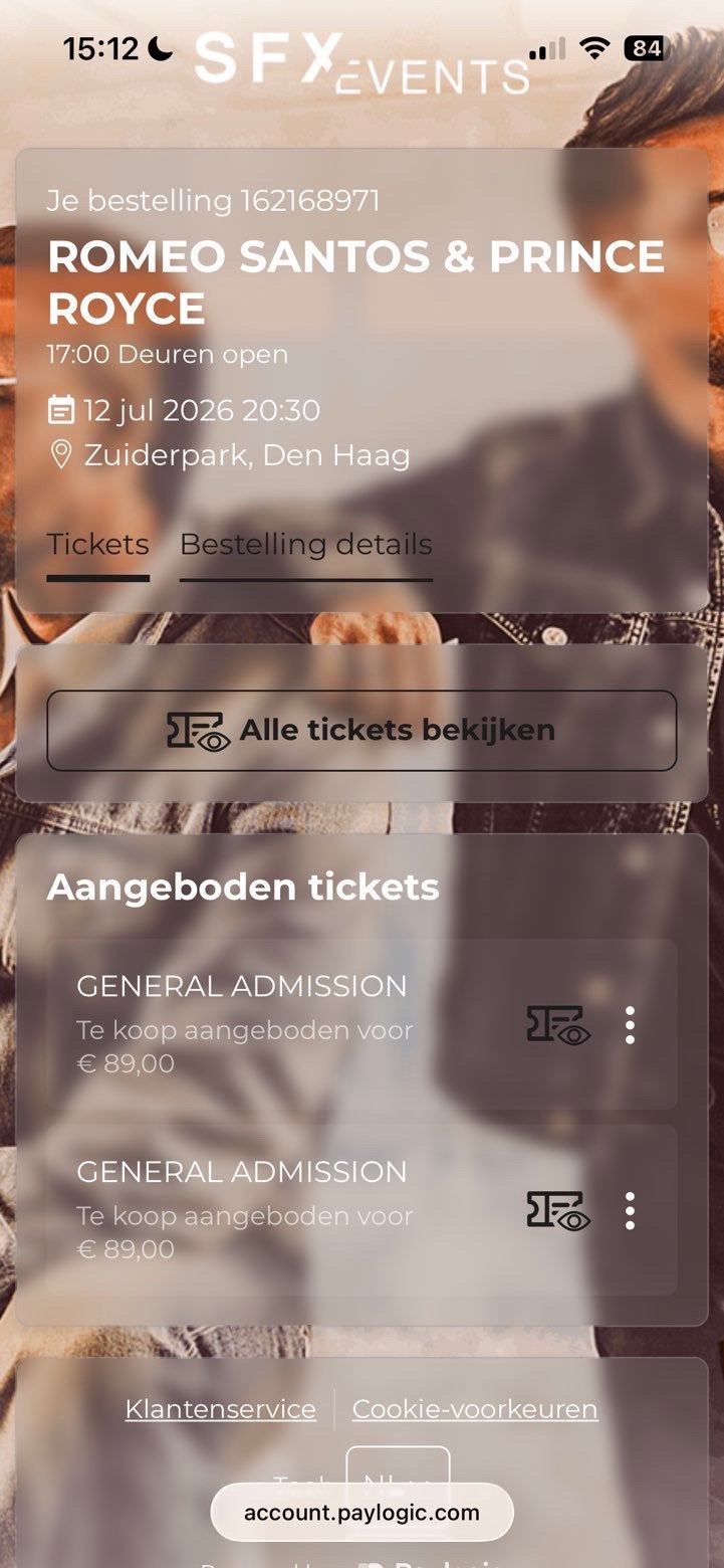 2X TICKETS CONCERT AMSTERDAM VANAVOND ROMEO ELVIS & ROYCE, Tickets en Kaartjes, Twee personen