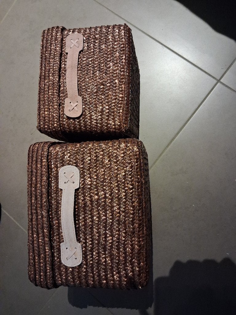 rieten manden met deksel 25x25x25cm/21x21x21cm, Ophalen, Mand, Vierkant, Nieuw