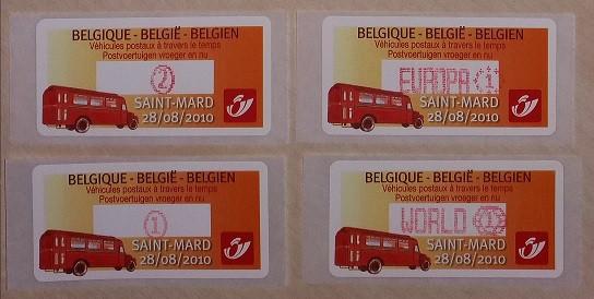 ATM127 Véhicules postaux d’hier et d’aujourd’hui -Saint Mard, Envoi, Timbre-poste, Autocollant, Véhicules