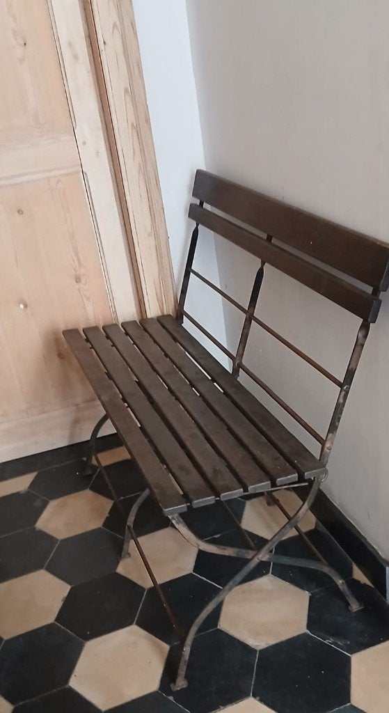 antieke zitbank plooibaar, bistrobankje, Ophalen