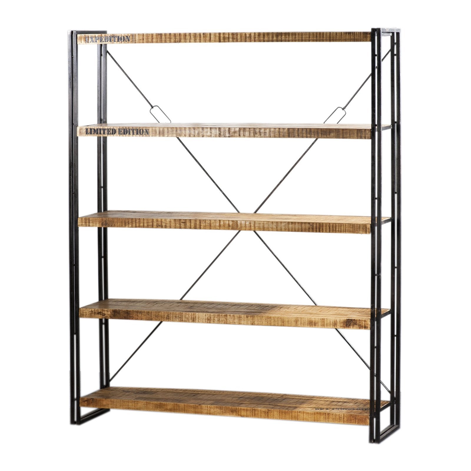 Mangohouten Boekenkast IRON 200x160 (maisonbogaert) NP 575€, Huis en Inrichting, Ophalen, 200 cm of meer, 150 tot 200 cm, Zo goed als nieuw