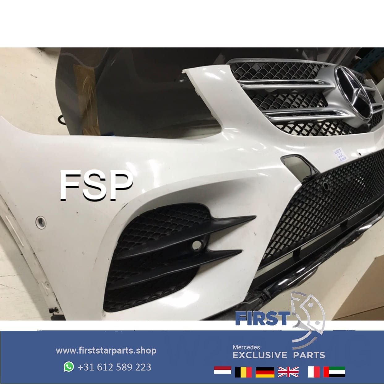 W253 GLC AMG Voorbumper COMPLEET Mercedes 2016-2019 wit orig, Gebruikt, -, Voor, Ophalen of Verzenden