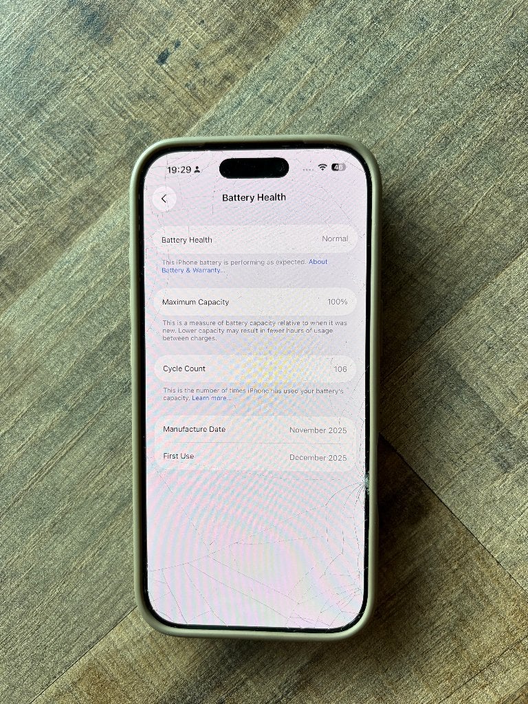 Iphone 17 pro 256gb - batterij 100% - gebarsten scherm, Telecommunicatie, 256 GB, Overige modellen, Ophalen of Verzenden, Zo goed als nieuw