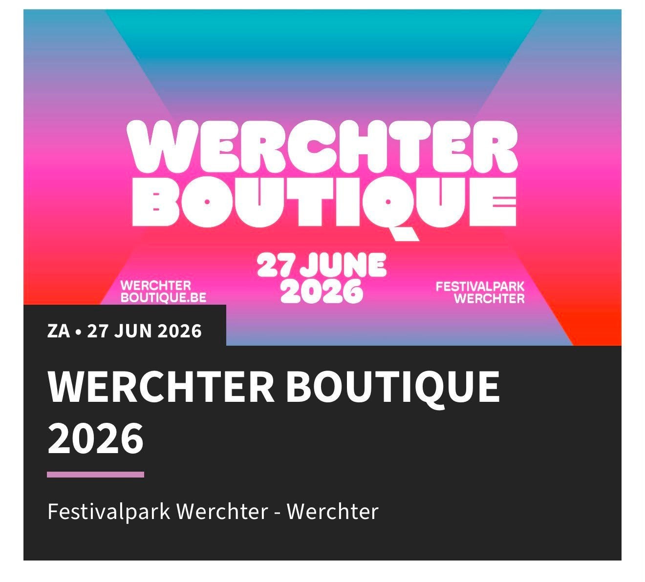 2 tickets voor Werchter Boutique 27 juni. Prijs is voor 2 st, Tickets & Billets