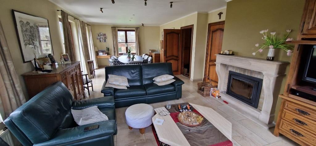 Salon buffelleder, Huis en Inrichting, Ophalen, Gebruikt, Overige maten, Leer