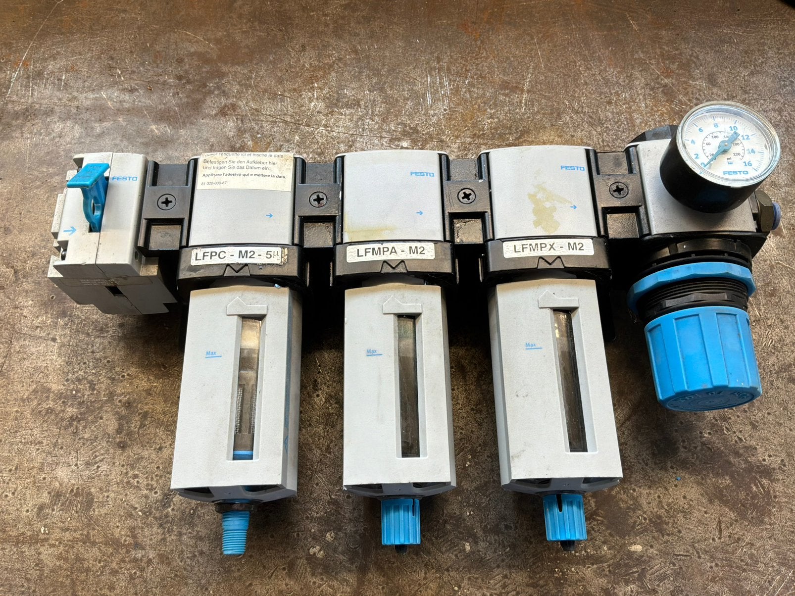 Perslucht luchtverzorgingsunit G1/2” Festo 0,5 tot 10 bar., Doe-het-zelf en Bouw, 100 liter of meer, Ophalen, Nieuw, 6 tot 10 bar