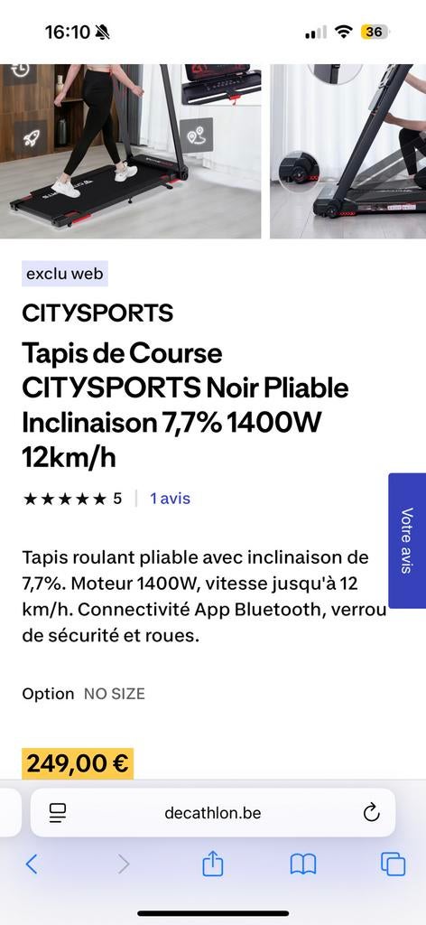 TAPIS PLIABLE COURSE, Sports & Fitness, Enlèvement