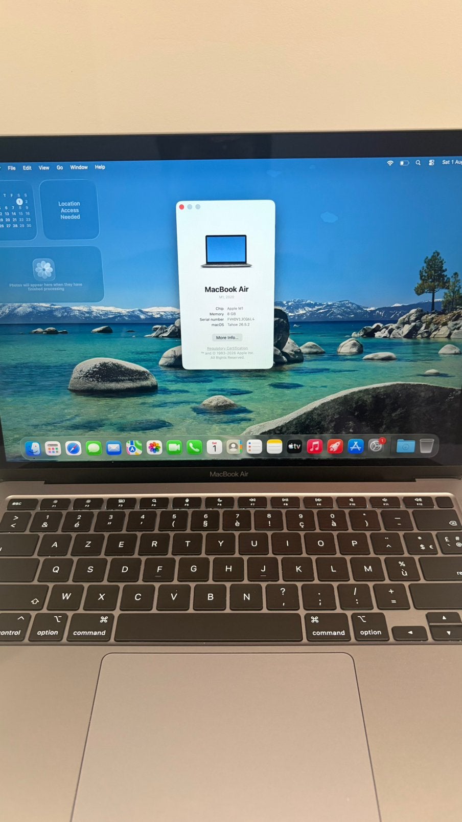 MacBook air 13”   M1, 256 GB, Enlèvement ou Envoi, MacBook, Utilisé