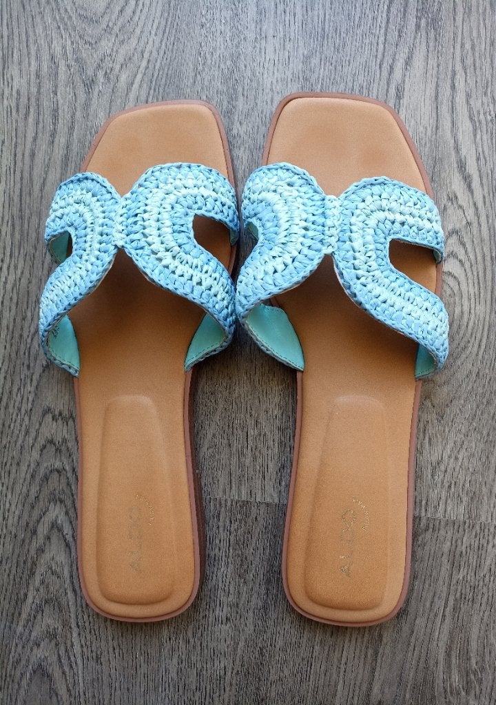 Aldo Slippers Dames EU 42 blauw turquoise, Comme neuf, Aldo, Bleu, Sandales et Mûles