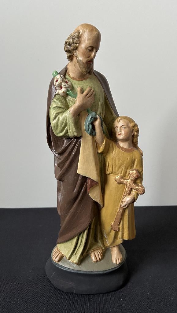 Heel mooi Beeld : Jozef met Jezus - 33 cm - Gips, Antiek en Kunst, Ophalen of Verzenden