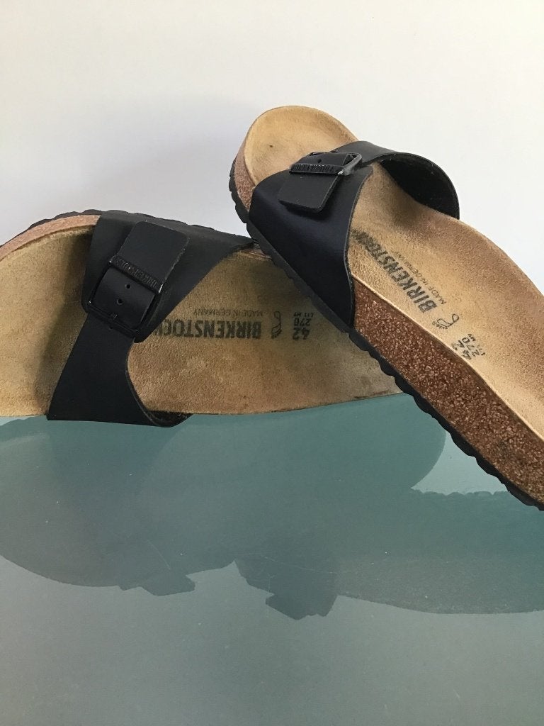 Birkenstock 42 Madrid | Zwart | Gratis verzenden, Slippers, Verzenden, Zwart, Zo goed als nieuw