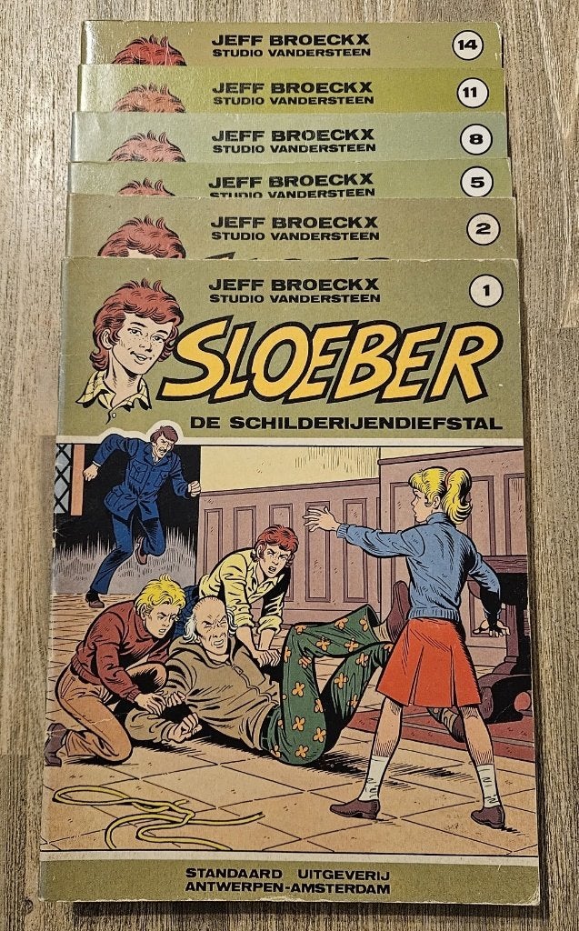 Strips Sloeber 6 stuks, Meerdere stripboeken, Ophalen of Verzenden, Gelezen, Jeff Broeckx.