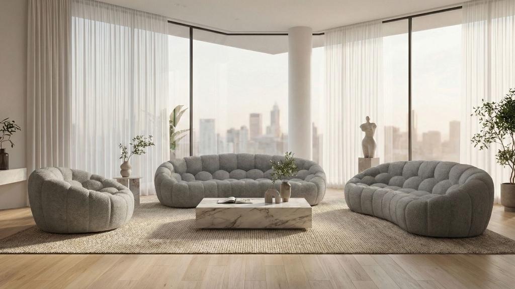 Neuf & -22% Promotion Sublime Ensemble 3-2-1 Cocon Gris, Enlèvement ou Envoi, Neuf, Tissus, Luxe, Haut de gamme