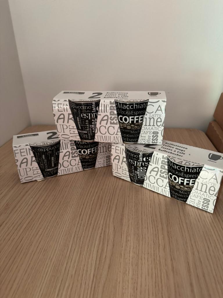 6 nieuwe koffietassen, Ophalen of Verzenden