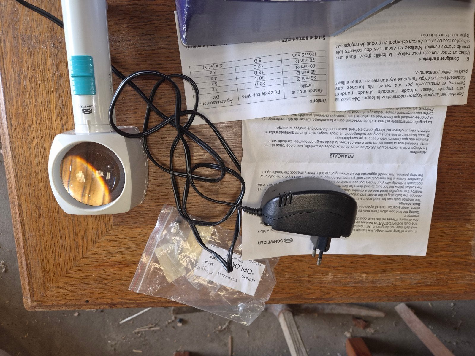 loupe avec lampe, Enlèvement, Loupe